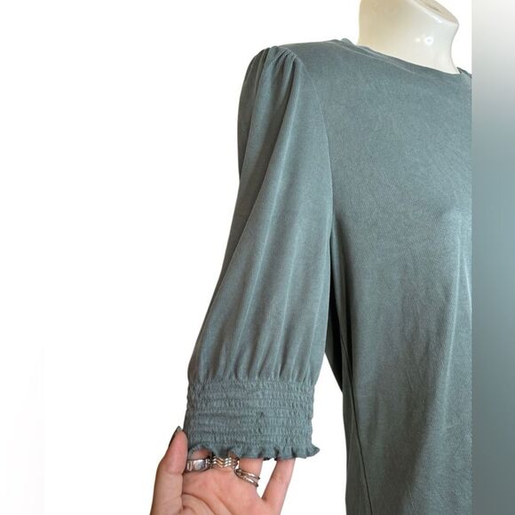 Lucky Brand Dusty Green Puff Sleeve Top - Picture 3 of 6